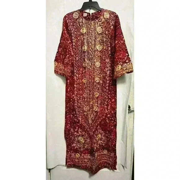 Red Blk Gold Women Kurti Kurta Ethnic Small Embroidered Tunic Dress Indian 0066 - Picture 1 of 8